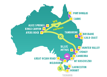 Wycieczka Australia 21 dni mapa